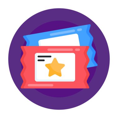 bilet düz simgesi, vektör illüstrasyonu