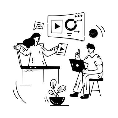 Ofiste çalışan iş adamları. vektör illüstrasyonu