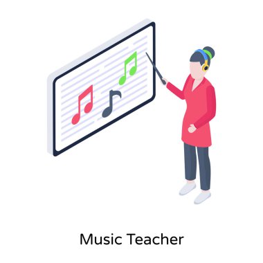 müzik öğretmeni vektör çizimi tasarımı