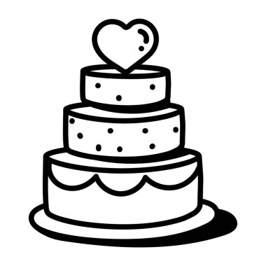 Kalpli düğün pastası, vektör illüstrasyon tasarımı