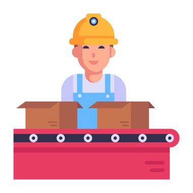 Kutu vektör illüstrasyon tasarımı olan işçi