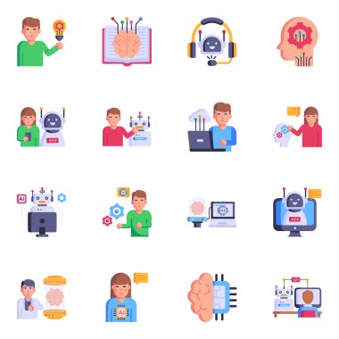 Beyin fırtınası web tasarımı için vektör simgeleri