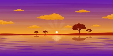 Gün batımı gökyüzü bulutlarla ve gündoğumuyla