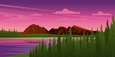 Dağlı güzel bir manzaranın çizimi