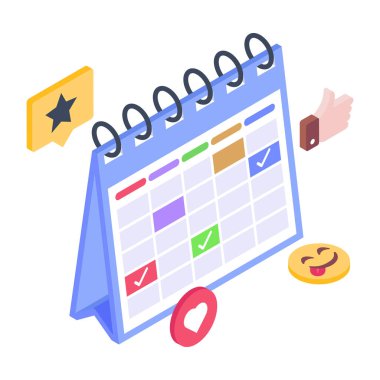 Tarihli takvim ve kalem vektör illüstrasyon tasarımı