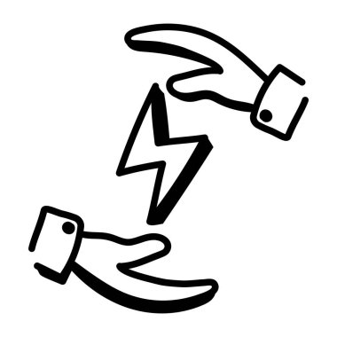 Ateş ikonuyla bir fişi tutan el. vektör illüstrasyonu