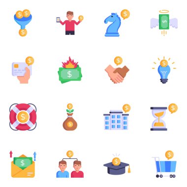 İşletme simgeleri ayarlandı. Web için vektör simgelerinin basit illüstrasyonu