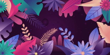 tropikal yapraklar arka plan, vektör illüstrasyonu