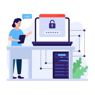 İş ve teknoloji simgesinin vektör illüstrasyonu