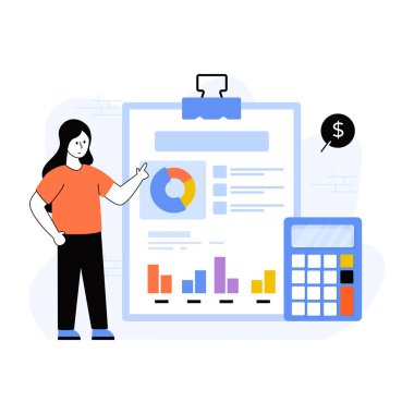 Finansal rapor vektör illüstrasyon tasarımı ile iş adamı