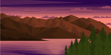 Dağları ve gölü olan güzel bir manzara.