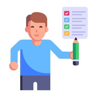 Kalem ve pano vektör illüstrasyon tasarımlı adam