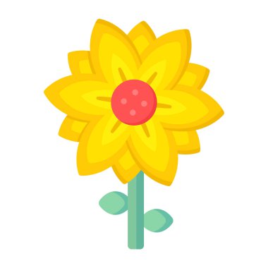 Çiçek ikonu. Web tasarımı için ayçiçeği vektör illüstrasyonunun çizgi filmi