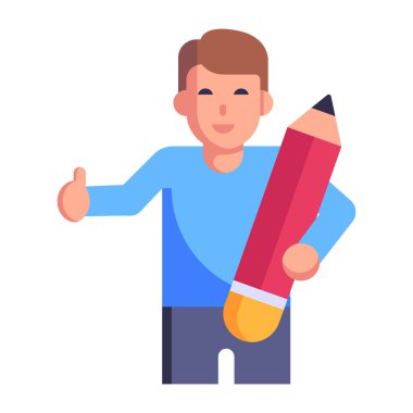 Kalem vektörü illüstrasyonlu çocuk