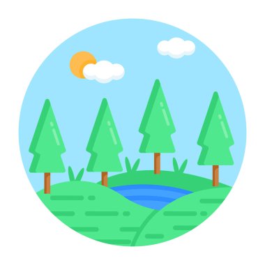 Yeşil yapraklı orman ağaçları vektör illüstrasyon tasarımı