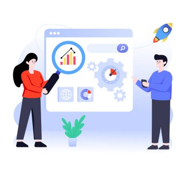 İş, finans, internet, pazarlama, analitik. düz vektör arkaplanı