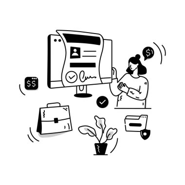 Bir iş kadınının vektör çizimi 