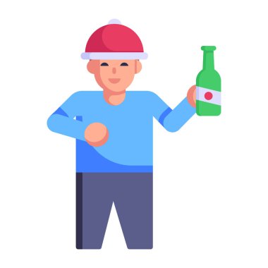 Bira şişesi vektör illüstrasyon tasarımı olan adam