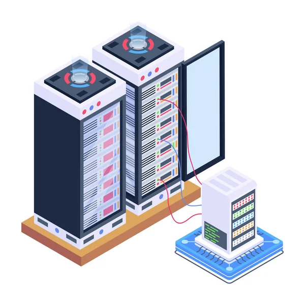 Datenserver Mit Isometrischem Symbol Vektorillustration — Stockvektor