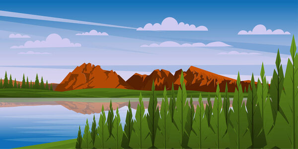 illustration with landscape in the mountains of the state of northern israel, vector