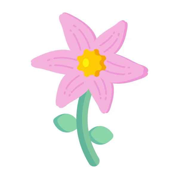 Niedliche Blume Mit Blättern Vektor Illustration Design — Stockvektor