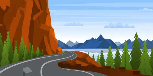 道路のある風景のベクトル図です — ストックベクタ