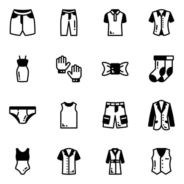 Set Von Kleidungssymbolen Auf Weißem Hintergrund — Stockvektor