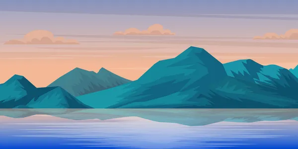 Illustration Vectorielle Beau Paysage Avec Montagnes Nuages — Image vectorielle