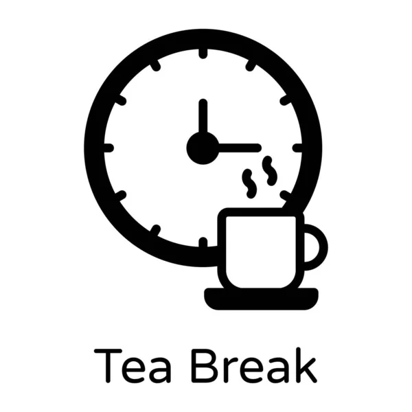 Значок Чашки Чаю Годинником Проста Ілюстрація — стоковий вектор