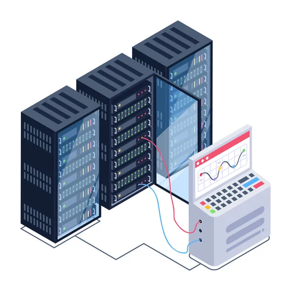 Serverruimte Met Servers Database Vector Illustratie Ontwerp — Stockvector