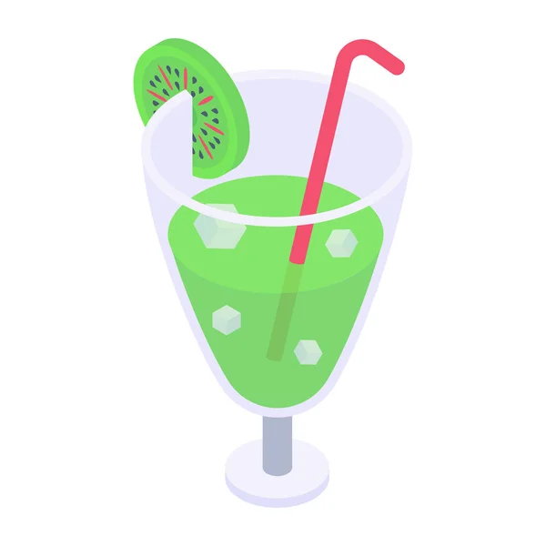 Cocktailgetränk Mit Eis Und Strohvektor Illustration Design — Stockvektor