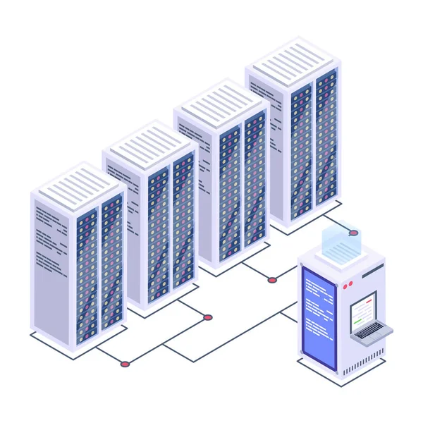Data Servers Hosting Isometric Icon Vector Illustration — Stock Vector