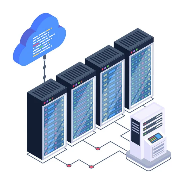 Datenserver Mit Isometrischem Symbol Vektorillustration — Stockvektor