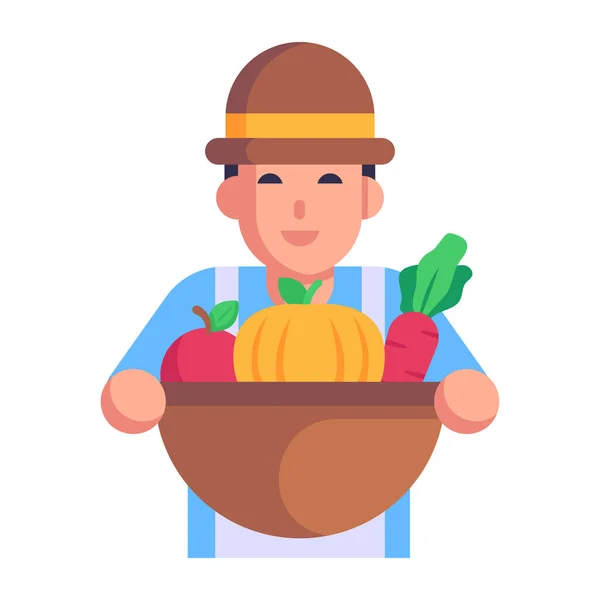 Rolnik Warzywami Wektorem Owoców Projekt Ilustracji — Wektor stockowy