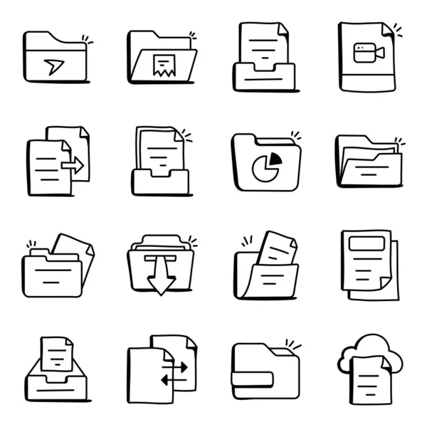 Archivo Iconos Documento Establecidos Estilo Simple Archivos Icono Vectorial Para — Vector de stock