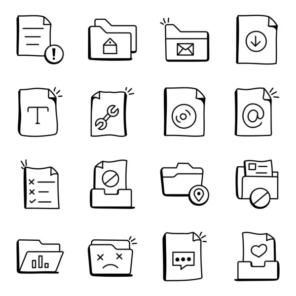 Conjunto Iconos Carpeta Archivos Estilo Simple Icono Vector Documento Para — Vector de stock