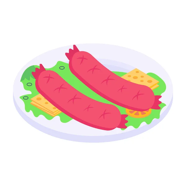 Wurst Mit Gemüsevektor Illustration Design — Stockvektor