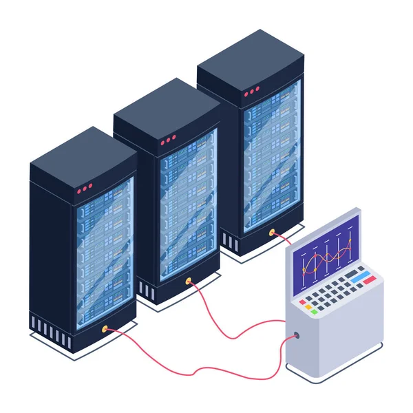 Izometrikus Ikonnak Otthont Adó Adatszerverek Vektor Illusztráció — Stock Vector