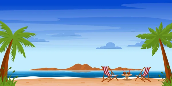Пляжные Стулья Иллюстрация Видом Море — стоковый вектор