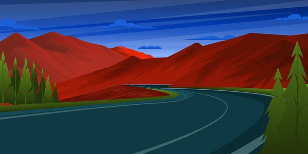 Estrada Montanha Deserto Ilustração Vetorial — Vetor de Stock
