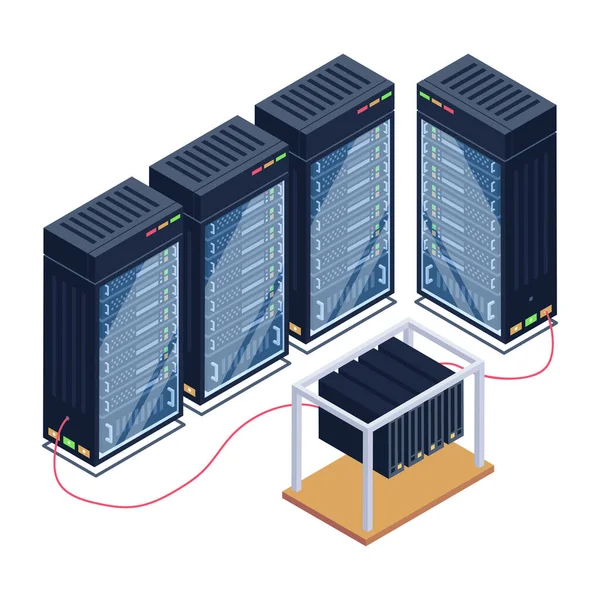 Conceito Data Center Servidor Rede Hospedagem Computador — Vetor de Stock