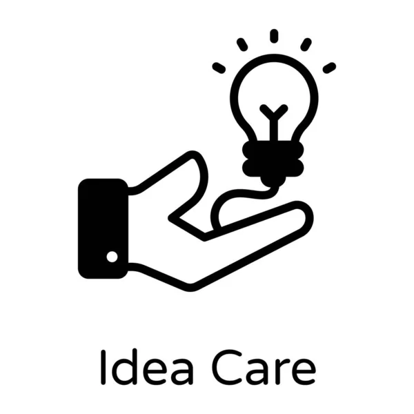 Idea Concept Icon Design Finger Holding Lamp Light Bulb — Stock Vector