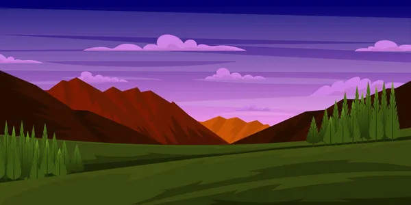 Ilustración Vectorial Paisaje Con Montañas — Vector de stock