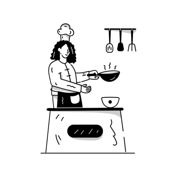 Chef Cocina Comida Vector Ilustración — Vector de stock