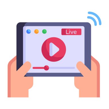 kırmızı ve mavi vektör illüstrasyonlu video oynatıcı