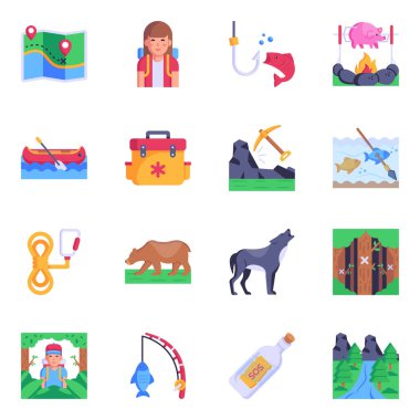 Dağcılığın ve tepenin izole edilmiş sembolü. Hastane ve kamp stok vektör illüstrasyonu koleksiyonu.