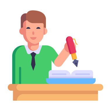 Kitap vektör çizimi tasarımı olan öğrenci