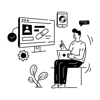 İş, finans, internet, pazarlama, analitik. düz vektör arkaplanı