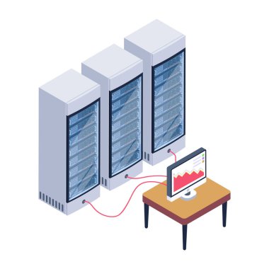 laptop ve bulut hesaplama vektör çizimi tasarımı olan veritabanı odası