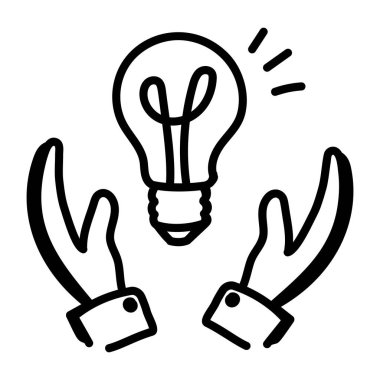 Elle çizilmiş vektör illüstrasyonlu ampul